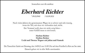 Traueranzeige von Eberhard Richter von Hohenloher Tagblatt