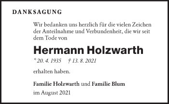 Traueranzeige von Hermann Holzwarth von NWZ Neue Württembergische Zeitung