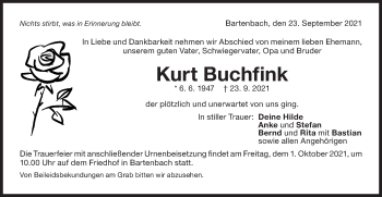 Traueranzeige von Kurt Buchfink von NWZ Neue Württembergische Zeitung