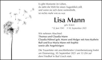 Traueranzeige von Lisa Mann von Metzinger-Uracher Volksblatt