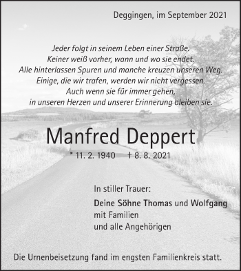 Traueranzeige von Manfred Deppert von Geislinger Zeitung