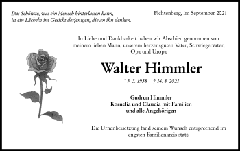 Traueranzeige von Walter Himmler von Rundschau Gaildorf