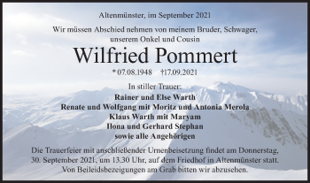 Traueranzeige von Wilfried Pommert von Hohenloher Tagblatt