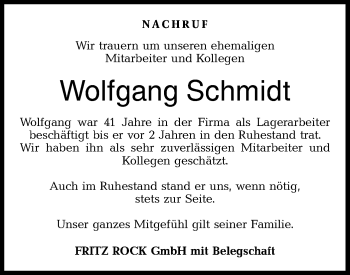 Traueranzeige von Wolfgang  Schmidt von Hohenloher Tagblatt