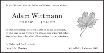 Traueranzeige von Adam Wittmann von Haller Tagblatt