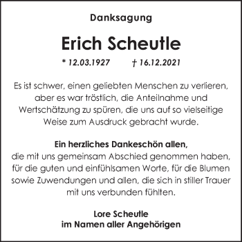 Traueranzeige von Erich Scheutle von NWZ Neue Württembergische Zeitung