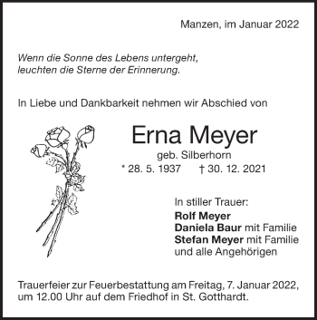 Traueranzeige von Erna Meyer von NWZ Neue Württembergische Zeitung