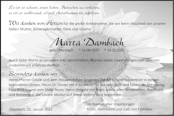 Traueranzeige von Marta Dambach von Haller Tagblatt