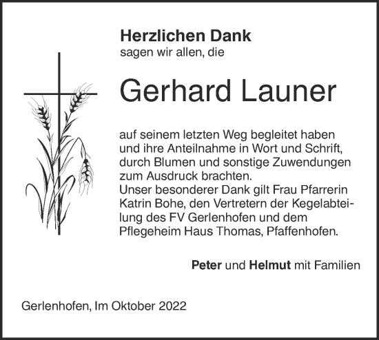 Traueranzeige von Gerhard Launer von SÜDWEST PRESSE Ausgabe Ulm/Neu-Ulm