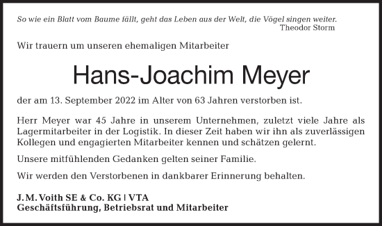 Traueranzeige von Hans-Joachim Meyer von Hohenloher Tagblatt