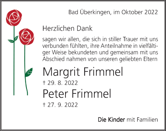 Traueranzeige von Margrit Frimmel von Geislinger Zeitung