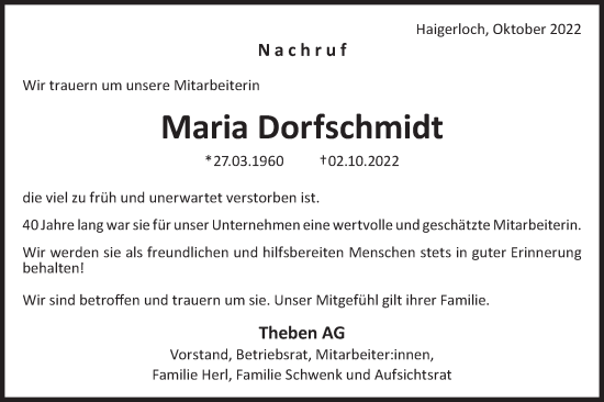 Traueranzeige von Maria Dorfschmidt von Metzinger-Uracher Volksblatt