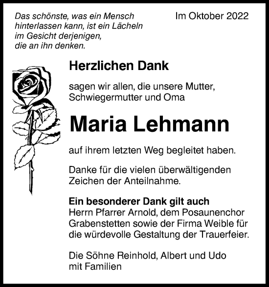 Traueranzeige von Maria Lehmann von Alb-Bote/Metzinger-Uracher Volksblatt