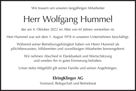 Traueranzeige von Wolfgang Hummel von Metzinger-Uracher Volksblatt