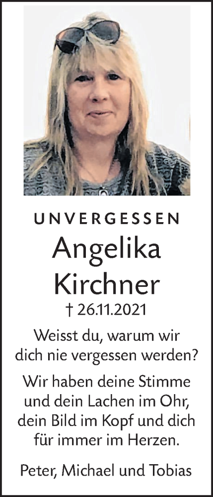 Traueranzeige von Angelika Kirchner von SÜDWEST PRESSE Ausgabe Ulm/Neu-Ulm