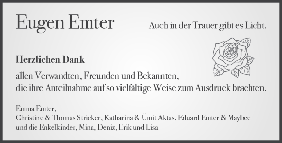 Traueranzeige von Eugen Emter von Geislinger Zeitung