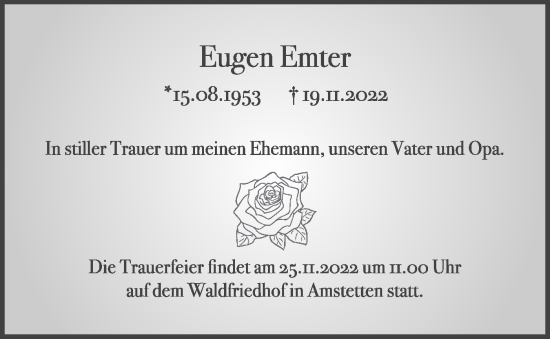 Traueranzeige von Eugen Emter von Geislinger Zeitung