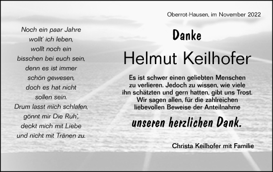 Traueranzeige von Helmut Keilhofer von Rundschau Gaildorf