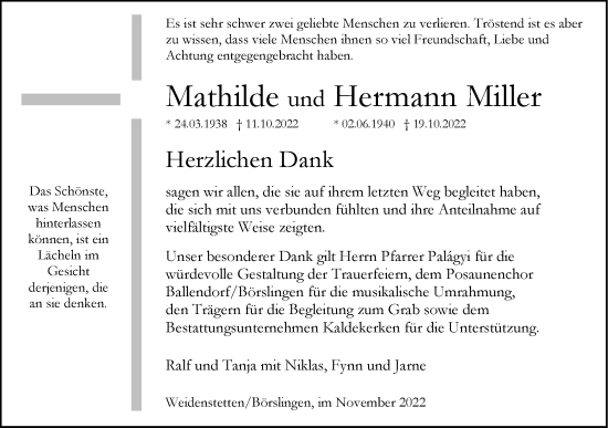 Traueranzeige von Hermann Miller von SÜDWEST PRESSE Ausgabe Ulm/Neu-Ulm