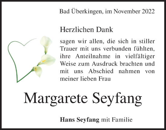 Traueranzeige von Margarete Seyfang von Geislinger Zeitung