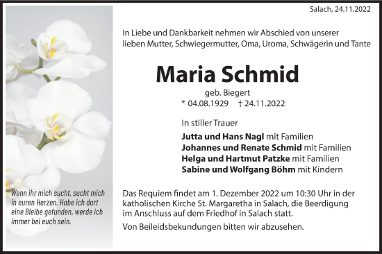 Traueranzeige von Maria Schmid von NWZ Neue Württembergische Zeitung