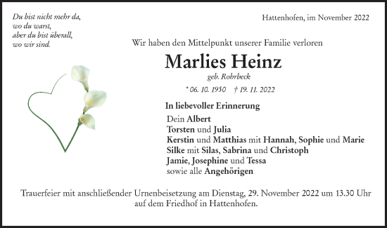 Traueranzeige von Marlies Heinz von NWZ Neue Württembergische Zeitung