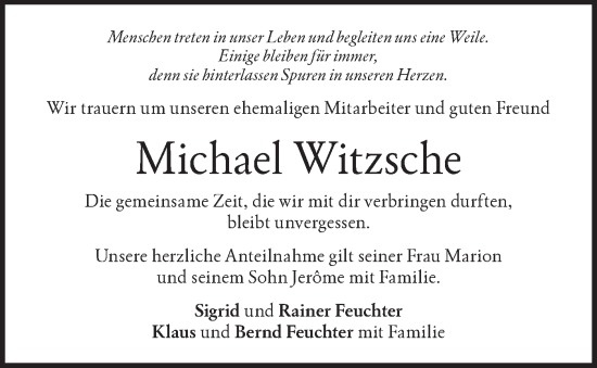 Traueranzeige von Michael Witzsche von Haller Tagblatt