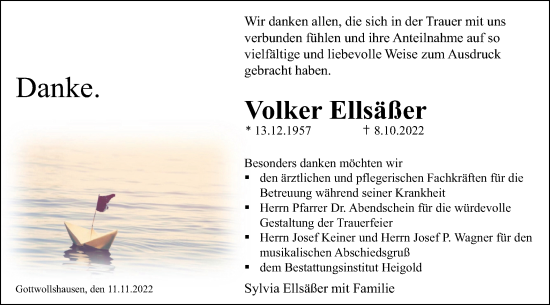 Traueranzeige von Volker Ellsäßer von Haller Tagblatt