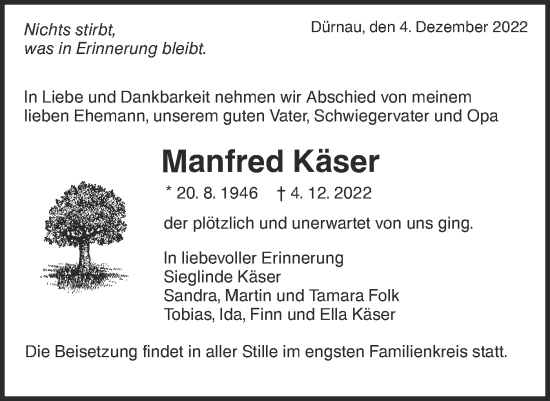 Traueranzeige von Manfred Käser von NWZ Neue Württembergische Zeitung