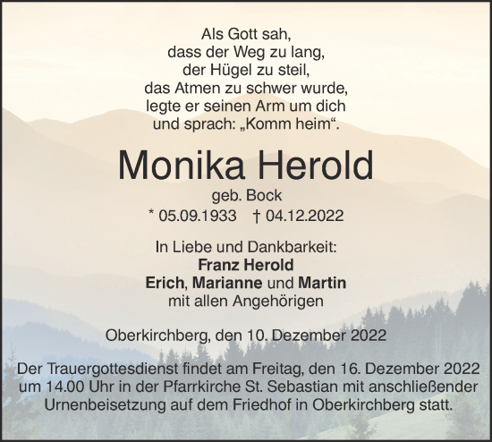 Traueranzeige von Monika Herold von SÜDWEST PRESSE Ausgabe Ulm/Neu-Ulm