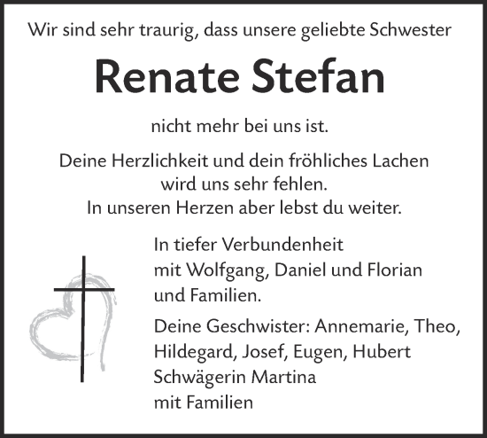 Traueranzeige von Renate Stefan von Alb-Bote/Metzinger-Uracher Volksblatt