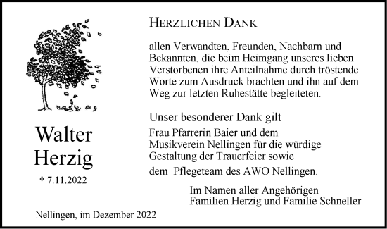 Traueranzeige von Walter Herzig von Geislinger Zeitung