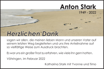 Traueranzeige von Anton Stark von SÜDWEST PRESSE Ausgabe Ulm/Neu-Ulm