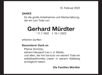 Traueranzeige von Gerhard Mürdter von NWZ Neue Württembergische Zeitung