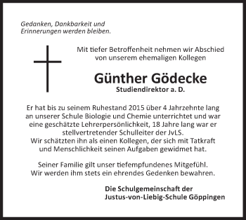 Traueranzeige von Günther Gödecke von NWZ Neue Württembergische Zeitung