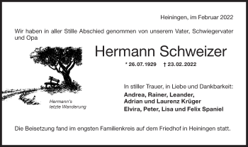 Traueranzeige von Hermann Schweizer von NWZ Neue Württembergische Zeitung