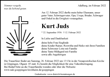 Traueranzeige von Kurt Juds von NWZ Neue Württembergische Zeitung