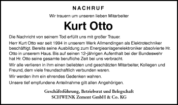 Traueranzeige von Kurt Otto von Ehinger Tagblatt