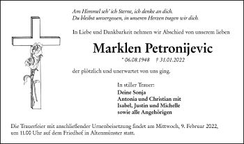 Traueranzeige von Marklen Petronijevic von Hohenloher Tagblatt