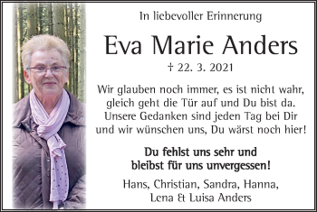 Traueranzeige von Eva Marie Anders von Geislinger Zeitung