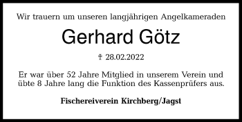 Traueranzeige von Gerhard Götz von Hohenloher Tagblatt