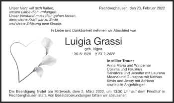 Traueranzeige von Luigia Grass von NWZ Neue Württembergische Zeitung