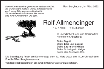 Traueranzeige von Rolf Allmendinger von NWZ Neue Württembergische Zeitung