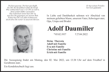 Traueranzeige von Adolf Daumiller von Hohenloher Tagblatt