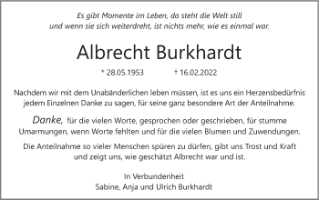 Traueranzeige von Albrecht Burkhardt von Haller Tagblatt