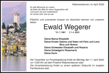 Traueranzeige von Ewald Wegerer von NWZ Neue Württembergische Zeitung