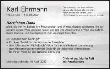 Traueranzeige von Karl Ehrmann von Hohenloher Tagblatt