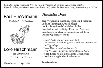 Traueranzeige von Paul Hirschmann von Hohenloher Tagblatt