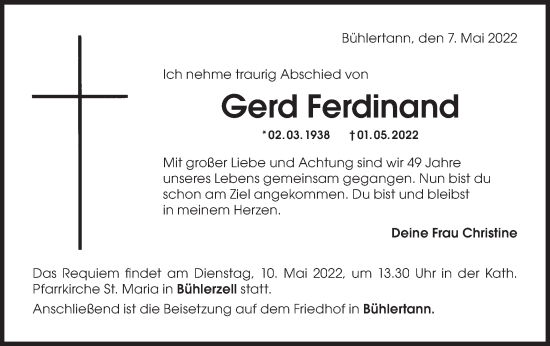 Traueranzeige von Gerd Ferdinand von Haller Tagblatt