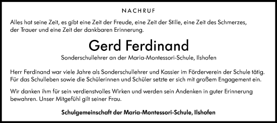 Traueranzeige von Gerd Ferdinand von Haller Tagblatt